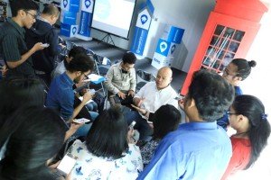 Country General Manager Rumah123.com, Ignatius Untung tengah menjawab pertanyaan wartawan