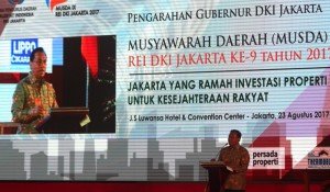 Sekda DKI Jakarta Saefullah saat membuka acara Musda DPD REI DKI Jakarta.